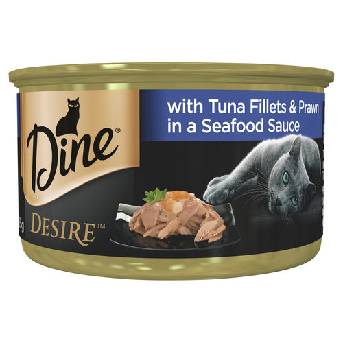 DINE DESIRE Tuna Fillets & Prawns in Seafood Sauce 85g (24)