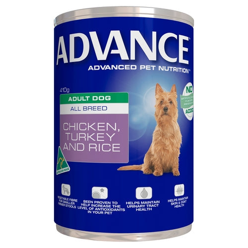 ADVANCE DOG Adult Chicken Turkey and rice 410g (12) (10105871)