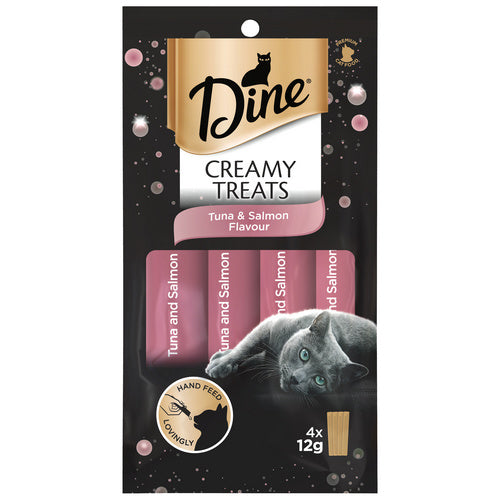 DINE Creamy Treats Tuna & Salmon 4x12g Pouches (8)