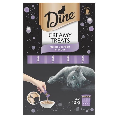DINE Creamy Treats Mixed Seafood Flavour 4x12g Pouches (8) (10182493)