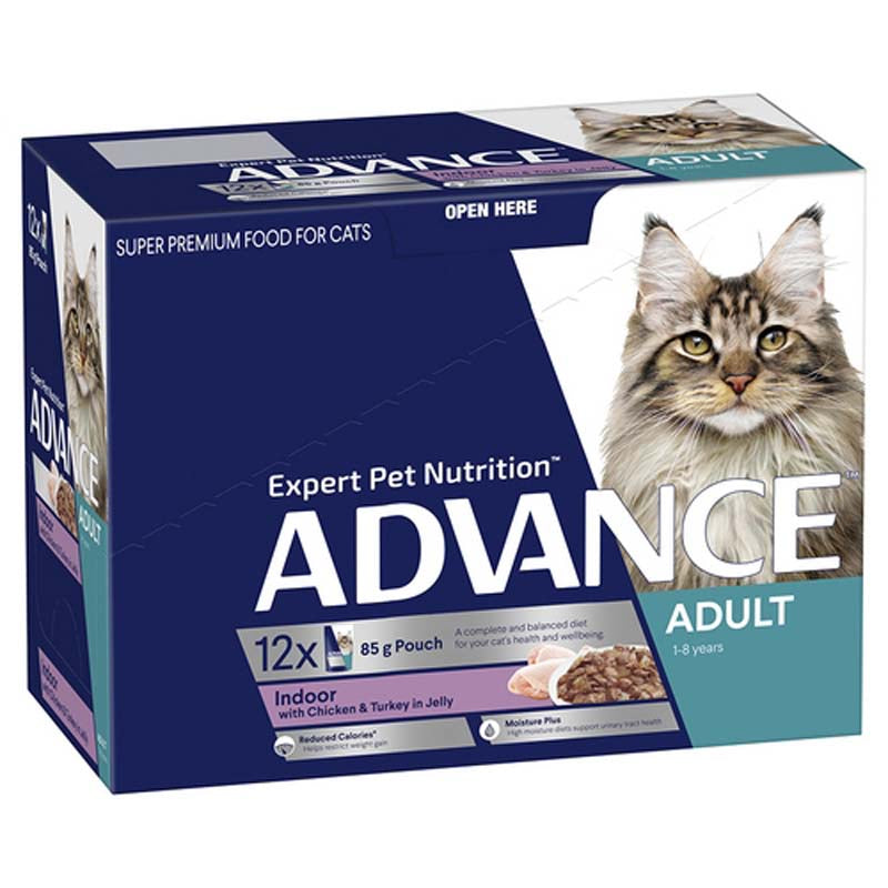 ADVANCE CAT Adult Indoor Chicken & Turkey in Jelly 85g (12)