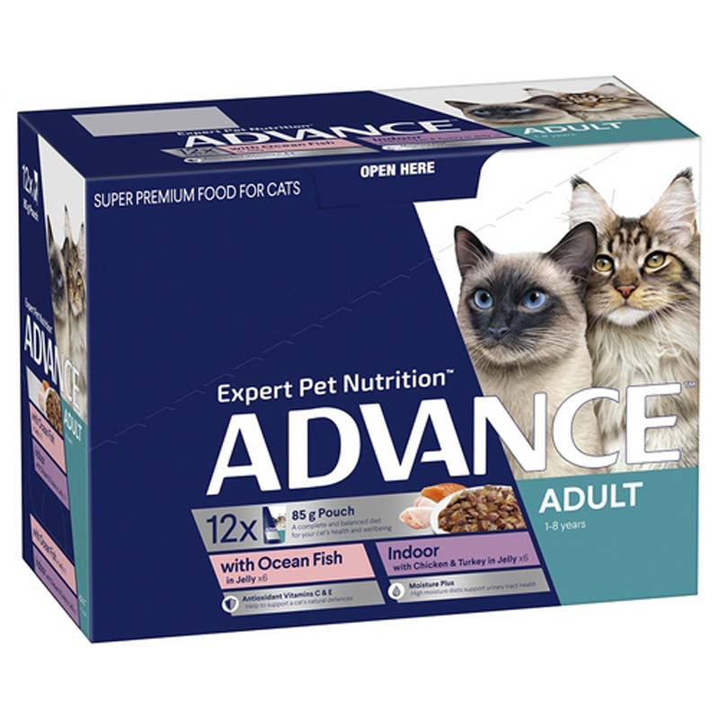 ADVANCE CAT Adult with Ocean Fish in Jelly & Chicken and Turkey 12x85g
