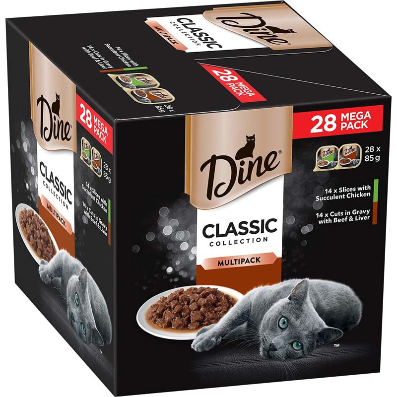 DINE Classic Collection Slices with Succulent Chicken & Cuts in Gravy with Beef (28 pack)