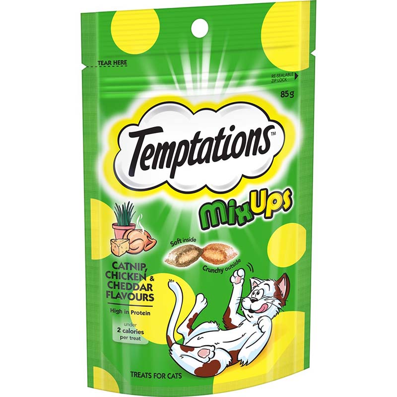 TEMPTATIONS Mixups Catnip Chicken & Cheddar 85g