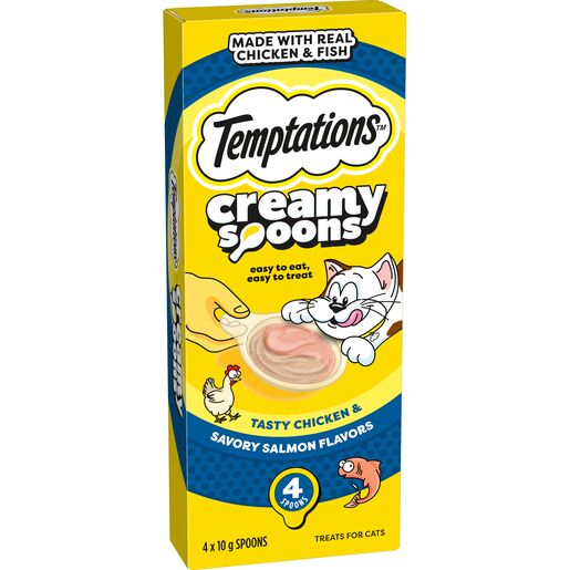 TEMPTATIONS Creamy Spoons Tasty Chicken & Savory Salmon (4 x 10g)