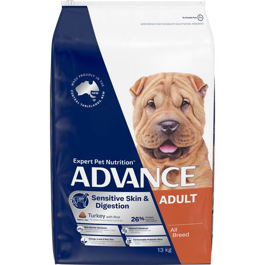 ADVANCE Dog Adult Sensitive Skin & Digestion Turkey with Rice 13kg