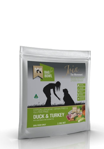 Meals For Mutts Dog Duck & Turkey Grain Free Gluten Free 2.5Kg GREEN