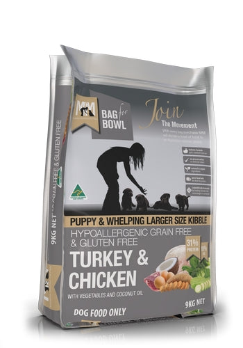Meals For Mutts Dog Puppy Large Kibble Turkey & Chicken Grain Free Gluten Free 9