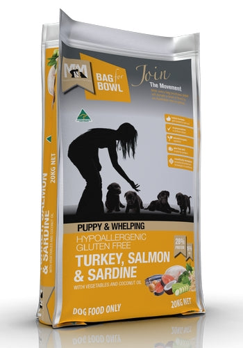 Meals For Mutts Dog Puppy Turkey & Salmon & Sardine Gluten Free 20Kg ORANGE