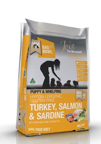 Meals For Mutts Dog Puppy Turkey & Salmon & Sardine Gluten Free 9Kg ORANGE