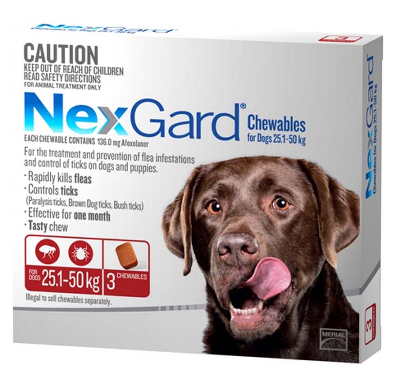 Nexgard Dog Chewables 25.1 - 50kg 3's (Red)