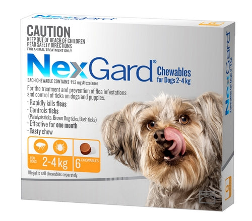 Nexgard Dog Chewables 2 - 4kg 6'S (Orange)