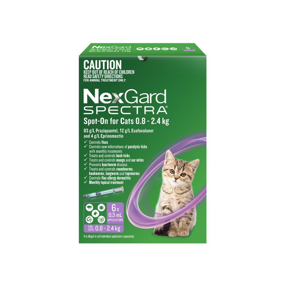 NexGard SPECTRA Spot-On for Cats 0.8 - 2.4kg 6 pack PURPLE