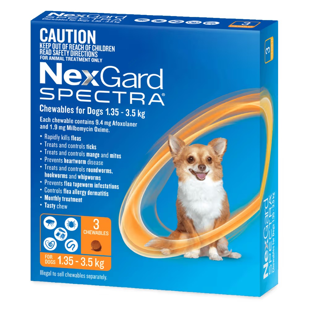 Nexgard Dog Spectra Chewables 2-3.5kg 3 pack (Orange)