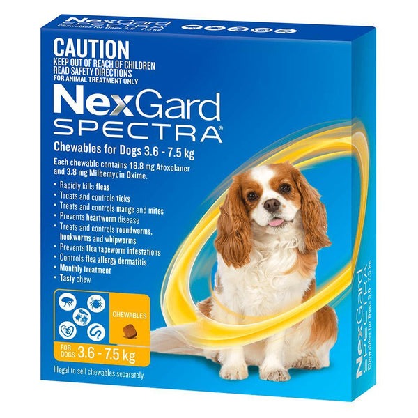 Nexgard Dog Spectra Chewables 3.6-7.5kg 3 pack (Yellow)