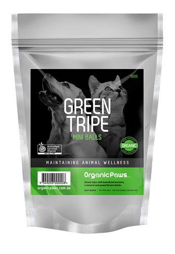 Organic Paws FROZEN Green Tripe Mini Balls 500g (12)
