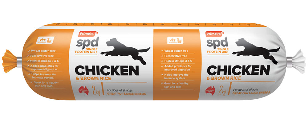 Prime 100 CHILLED SPD Chicken & Brown Rice Roll 2kg (8/ctn)