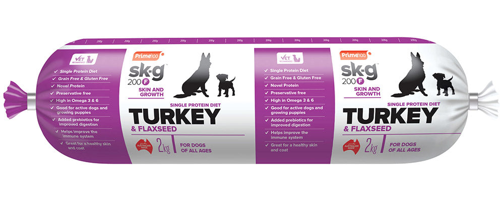 Prime 100 CHILLED SPD Turkey & Flaxseed Roll 2kg (8/ctn)