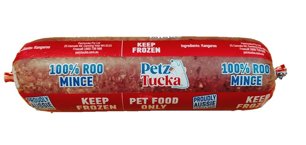 PetzTucka 100% Frozen Raw Kangaroo Mince Roll 1kg (15)