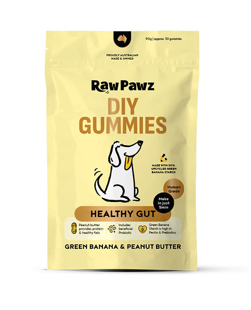 RAW PAWZ DIY Gummies HEALTHY GUT Green Banana & Peanut Butter 90g