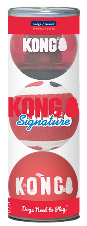 KONG Signature Balls 3 Pack Assorted Large