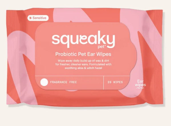 Squeaky Pet Probiotic Pet Ear Wipes Fragrance Free 20 Wipes
