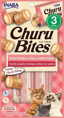 INABA CAT Churu Bites Chicken Wraps Tuna Salmon 30g (6)