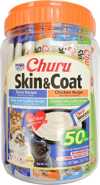 INABA CAT Churu Puree Skin & Coat Varieties 50p