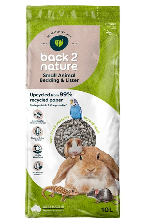 Back 2 Nature Animal Bedding 10L bag from Pet Supplies Perth WA, showing natural bedding material in a 10-liter bag.